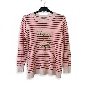 Marled Red and White Striped Sweater